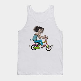 Zombie Bicycle, Zombie Riding bike, Zombie cycling, Zombie with Bicycle, zombie Rider, Halloween Cycling Pun, Retro Vintage Creepy Horror Spooky Halloween Art for Cyclist and cycling lovers Tank Top